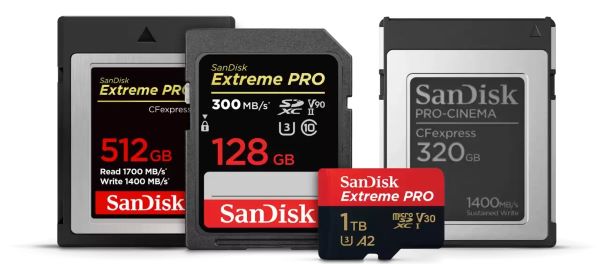 billede af et udvalg afSandisk hukommelseskort