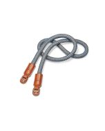 Leica Bærerem, rund flettet rayon og lædersnor, cognac og denim blå 14720