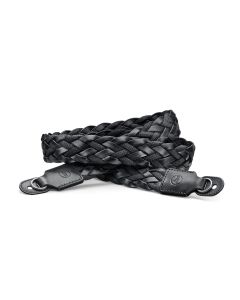Leica Bærerem, fladt flettet rayon og lædersnor, sort