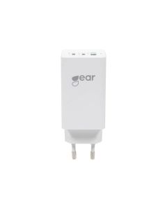 GEAR Lader 220V 2xUSB-C og 1xUSB-A PD 45W + 18W + 3A (total 65W) Hvid