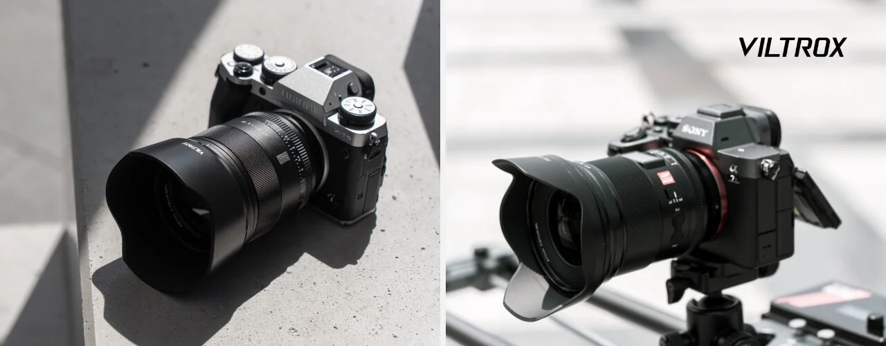 Billede af to kameraer med Viltrox objektiver