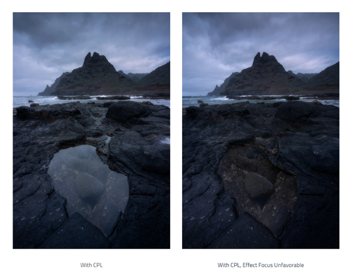 Eksempel p&aring; billede med og uden polfilter